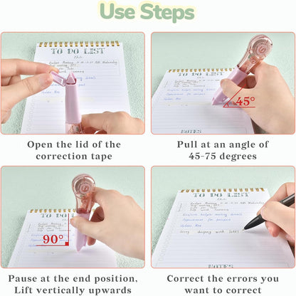 Temiary 8 Pcs Correction Tape Pens, Aesthetic for Instant Correction, Easy to Use, Pen Shaped Applicator for Office School Supplies, 1/5 Inch x 236 Inches (Morandi)