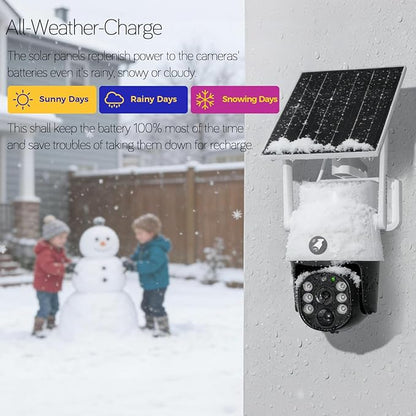 xmartO 4MP QHD Wireless PTZ Solar Security Camera Outdoor/Indoor for Homes, WiFi 6 5G Dual Band, Wire-Free Easy Installation, No Monthly Fee (Wall/Ceiling/Corner/Tree/Pole Installation, SDK4034)