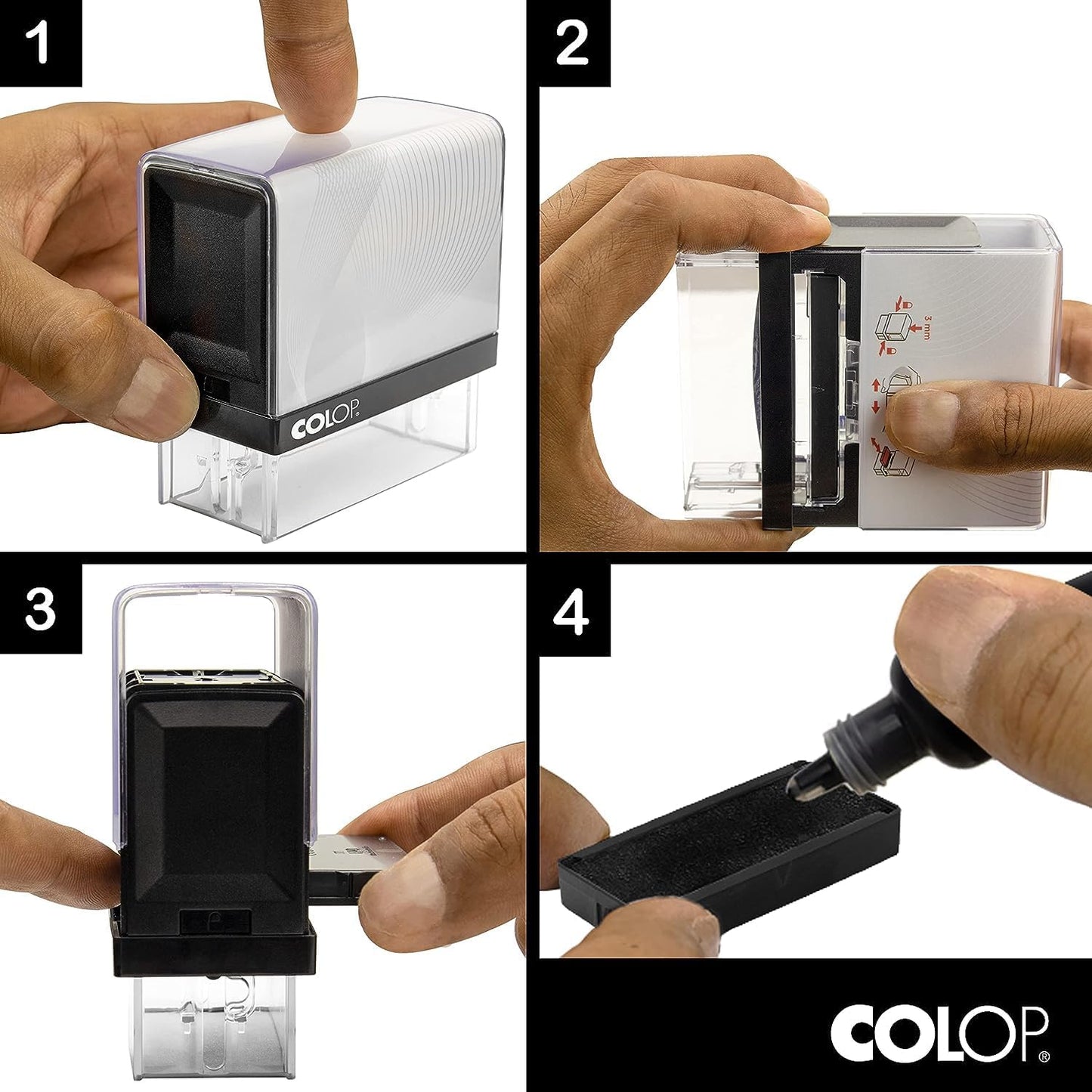 COLOP Large Size Self Inking Custom Signature Stamp - Choose from 15 Ink Colors