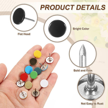 uxcell 150Pcs Upholstery Tacks, 11mmx15mm Flat Head Thumb Tack Decorative Furniture Nails Push Pins for Furniture Sofa Headboards, Black