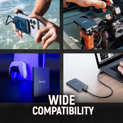 Lexar 2TB Armor 700 Portable SSD, Up to 2000MB/s, USB 3.2 Gen 2x2, Rugged, IP66 Water & Dust Resistance, Compatible w/iPhone 15/16, Cameras, Gaming, External SSD, Dark Blue (LAR700X002T-RNLNU)