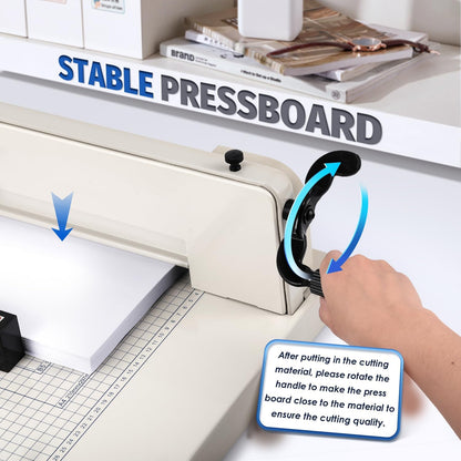 Heavy Duty A4 Paper Cutter 400 Sheet Thickness Cutting Capacity, 12 Inch Stack Guillotine Paper Cutter with 1 Replacement Blade, Stack Trimmer Suitable for Paper Leather Cardboard Nonwoven