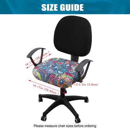 Smiry Printed Office Computer Chair Seat Covers, Stretch Fit Universal Desk Rotating Chair Cover Washable Removable Seat Cushion Protectors - Blue Green