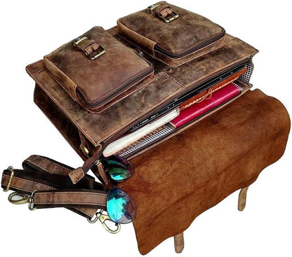 cuero Retro Brown Laptop Messenger Bag Office Briefcase Crossbody Travel Bag For Men And Women Bag Office Laptop Bag