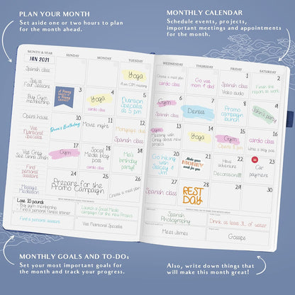 Legend Planner PRO Hourly Schedule - Weekly & Daily Organizer with Time Slots. Appointment Book Journal for Work & Personal, A4 (Mystic Blue)