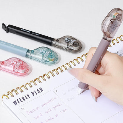Temiary 4 Pcs White Correction Tape Pens, 6M/256" x 0.2" Smooth Pull Out Tape Pen, Easy to Use Applicator for Instant Corrections Back to School Office Supplies (Multicolor)