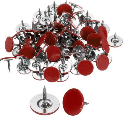 uxcell 120Pcs Push Pins, 11mmx13mm Round Flat Head Decorative Thumb Tacks Upholstery Tacks for Cork Board Office Wall Hangings, Red