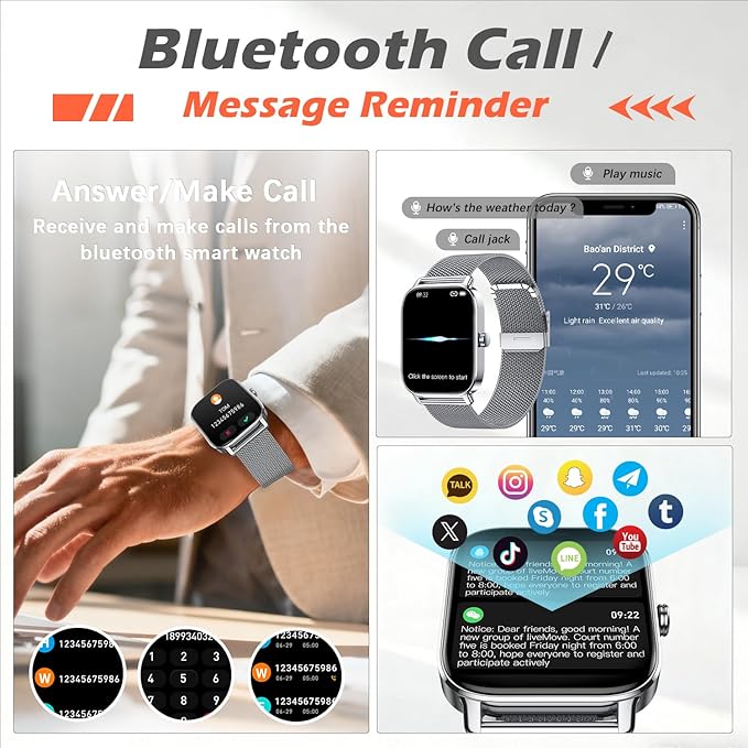 Smart Watch for Women Fitness Tracker: Make Answer Call Waterproof Running Smartwatch Android Phone iPhone Samsung Compatible Digital Mens Watches Pedometer Step Tracker Heart Rate Monitor