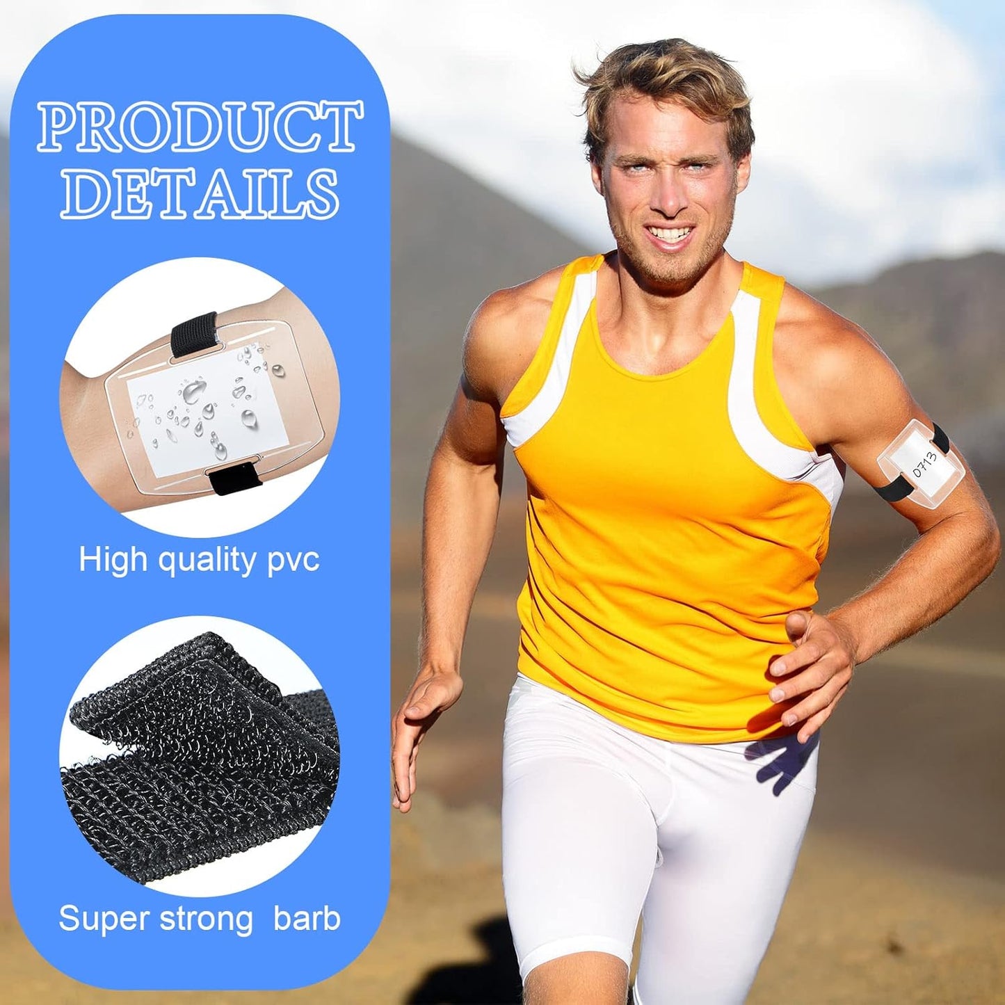 Meanplan 50 Pcs Arm Badge Holder Armband ID Badge Holder Bulk Visibility PVC with Adjustable Belt Elastic Armband Clear Name Tag for Work Pass, Postcards, Universal Size(Black)