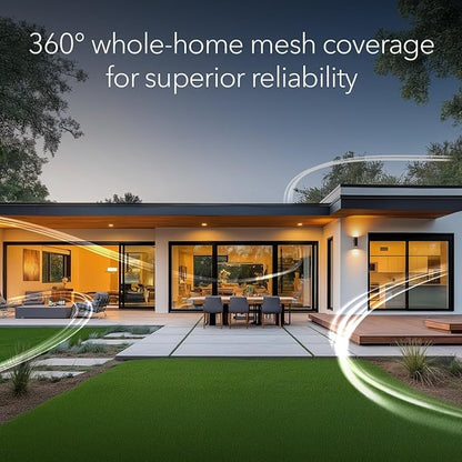 NETGEAR Orbi 370 Series Dual-Band WiFi 7 Mesh Network System for Home (RBE373) – Wireless Router + 2 Extenders, Security Features, 5 Gbps, Covers 6,000 sq.ft., 70 Devices, 2.5GB Internet Port, BE5000