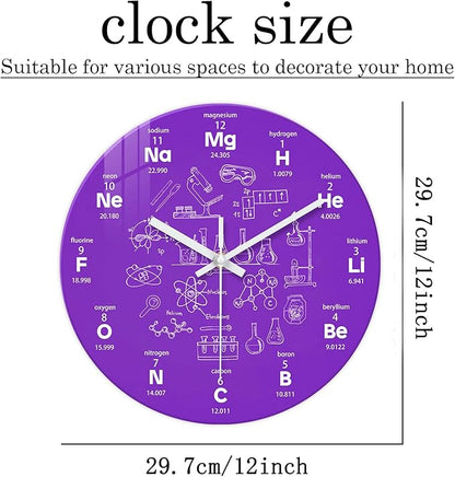 XNM Purple Glass Wall Clock Battery Operated 12 Inch Silent Non Ticking Wall Clock Round Analog Wall Clocks for Study Room