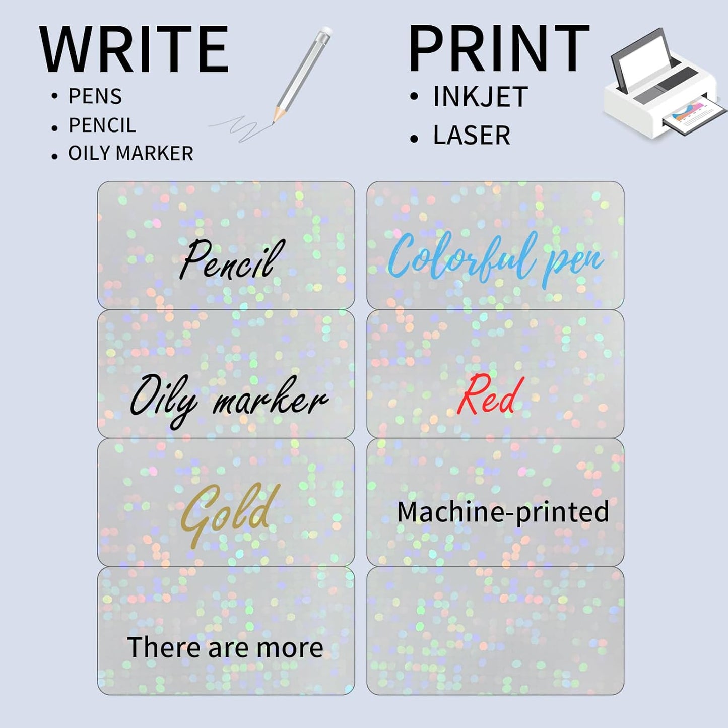 STARLIBOO Transparent Stickers Labels - 2" x 4" Clear Address Labels Mailing Stickers for Laser/Inkjet Printer 8.5"×11"- 20 Sheet (Clear Holographic Dot)