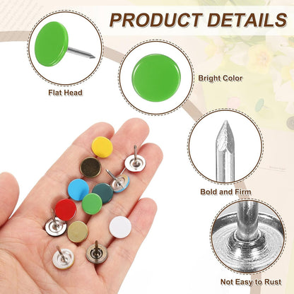 uxcell 60Pcs Upholstery Tacks, 11mmx15mm Flat Head Thumb Tack Decorative Furniture Nails Push Pins for Furniture Sofa Headboards, Light Green