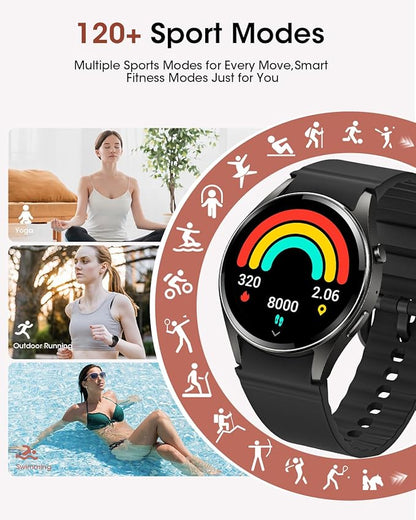 Smart Watch (Make/Answer Calls), 1.26" HD Smart Watches for Men/Women with Sleep/Heart Rate/SpO2 Monitor/110+ Sport Modes, Waterproof Fitness Tracker Watch, Smartwatch for iPhone/Samsung/Android, Gift
