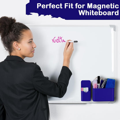 Magnetic Pen Holder,2 Pack Magnetic Dry Erase Marker Holder with Generous Compartments,Strong Magnet Storage Marker Pen Pencil Organizer for Refrigerator,Whiteboard,Locker Accessories