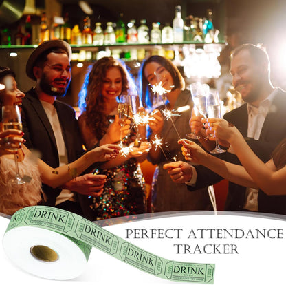 TaoBary 2 Rolls 1000 Pcs Free Drink Ticket Roll Raffle Party Tickets for Events Wedding and Parties(Sage Green)