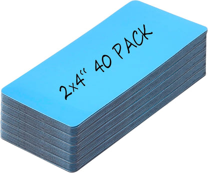 Realth Dry Erase Magnetic Labels Blue (2'' × 4'' 40 Pcs),Blank Reusable Magnet Stickers, Magnets for Whiteboard, Washable Magnetic Sheets for Classroom Fridge Office, Name Tags for Teachers Students