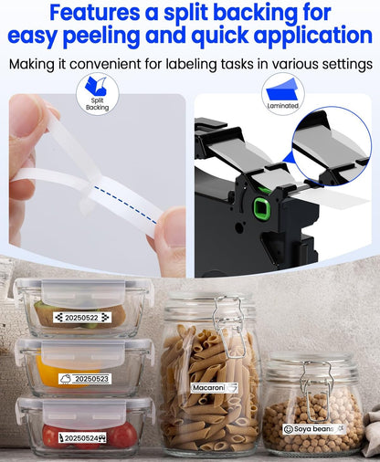 Airmall Replace for Brother Label Maker Tape TZe-231 TZe TZ Tape 12mm 0.47 Inch Laminated White TZe231 Black on White Compatible with Brother P-Touch 1/2" PT-D210 D220 H110 D400 D410 1280, 10-Pack