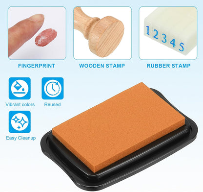 PATIKIL 3"x2" Large Stamp Pad, 2Pcs Washable Craft Ink Pad for Rubber Stamp Card Making Stamping Scrapbook Fingerprint Handprint, Orange/Black