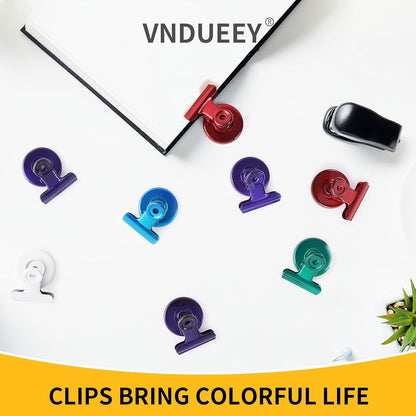 VNDUEEY 20 Pack Magnetic Paper Clip Dispenser Holder, Paperclip Dispenser for Desk, School, Office, Fridge Magnets Refrigerator Magnets, Magnet Clips for Whiteboard Locker (White)