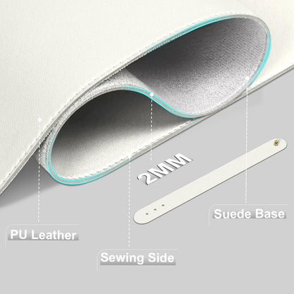 Large Desk Pad 47.2" x 17", Leather Desk Mat Protector, Non-Slip PU Leather Desk Blotter Pad, Large Mouse Keyboard Mat, Waterproof Desk Cover Pad for Office & Home (White)