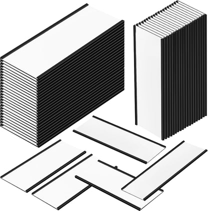 50 Pcs 6" x 2" Magnetic C Channel Label Holders with Replacement White Paper and Clear Plastic Films, Magnetic Cards Name Tags for Rack Shelf Warehouse Labels Accessories