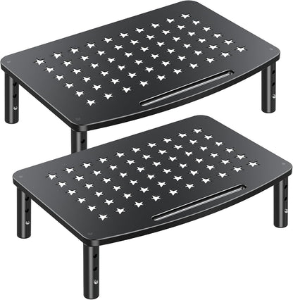 Zimilar 2 Pack Monitor Stands, 3 Height Adjustable Riser for Laptop, Printer, iMac, PC, Premium Metal Stand for 2 Monitors