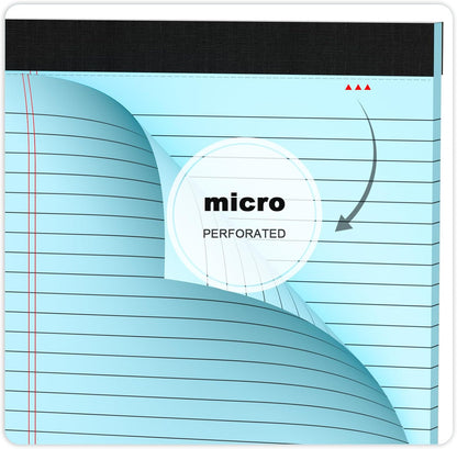 Blue Legal Pad Note Pads 8.5 x 11 inch, Wide Ruled Clear Print Writing Pads 30 Sheets/Pad, 20lb Colored Paper, Perforated Notepad with Sturdy Back (3 Pads Blue)