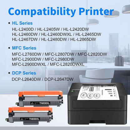 myCartridge Remanufactured Toner Cartridge Replacement for Brother TN830XL TN830 TN-830XL Toner for HL-L2460DW DCP-L2640DW HL-L2405W MFC-L2820DW HL-L2400D HL-L2480DW MFC-L2820DWXL Printer(2 Pack)