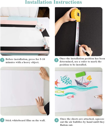 Magnetic Dry Erase Whiteboard Sticker, 24" x 39" Stick on Whiteboard for Wall, Dry Erase Board Peel and Stick for Kids, Office, Home, with Marker, Eraser and Magnets (Adhesive Backing)