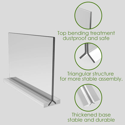 newnewshow Acrylic Sign Holder 8.5x5.5 Inch 3 Pack Horizontal T Shape Double-Sided Desktop Display Holder. (Optional 8.5x11 8.5x5.5 5x7 Horizontal and Vertical)