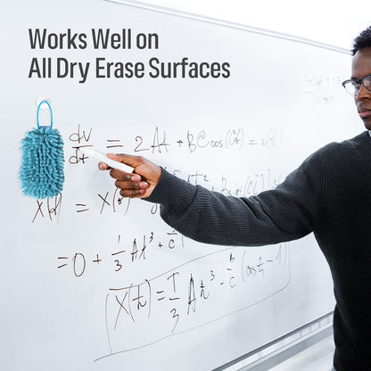 loukin Shag Dry Erase Eraser (3.4 Fl Oz Whiteboard Cleaner Included), Whiteboard Eraser with Suction Cup, Microfiber, Washable, for Classroom, Home and Office Use, Blue
