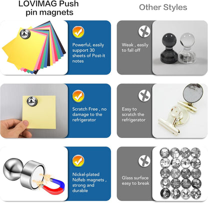 LOVIMAG 16Pcs Refrigerator Magnets for Whiteboard, Strong Fridge Magnets Adult, Small Magnetic Push Pins, Cruise Magnets for Metal Door, Fridge,Office, Classroom, Thumb Tacks Magnets for Locker