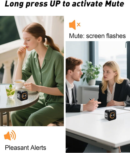 Pomodoro Timer Cube for Productivity — 5/25/10/50 Minutes Preset, Digital Gravity Sensor Desk Visual Timer for ADHD, Silent Mode, Ideal for Office, Study, Kitchen & Kids