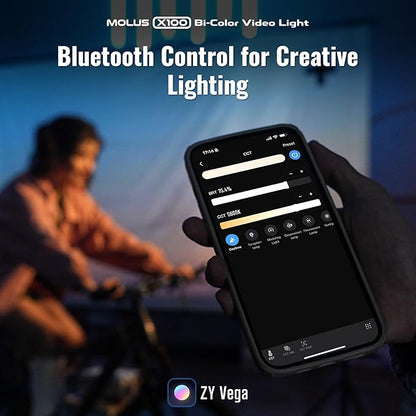 ZHIYUN MOLUS X100 Bi-color Combo 100W Video Light [Official] V2 Upgraded Version Professional Photography Lighting Portable Continuous Output Lighting 2700K~6500K CRI≥95 TLCI≥97 for Youtuber TT Photog
