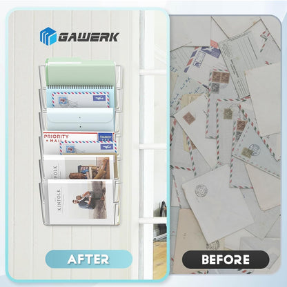 3 Pack Clear Acrylic Single Pocket, Plastic Hanging Wall Mount File Holder for Office Home, Black