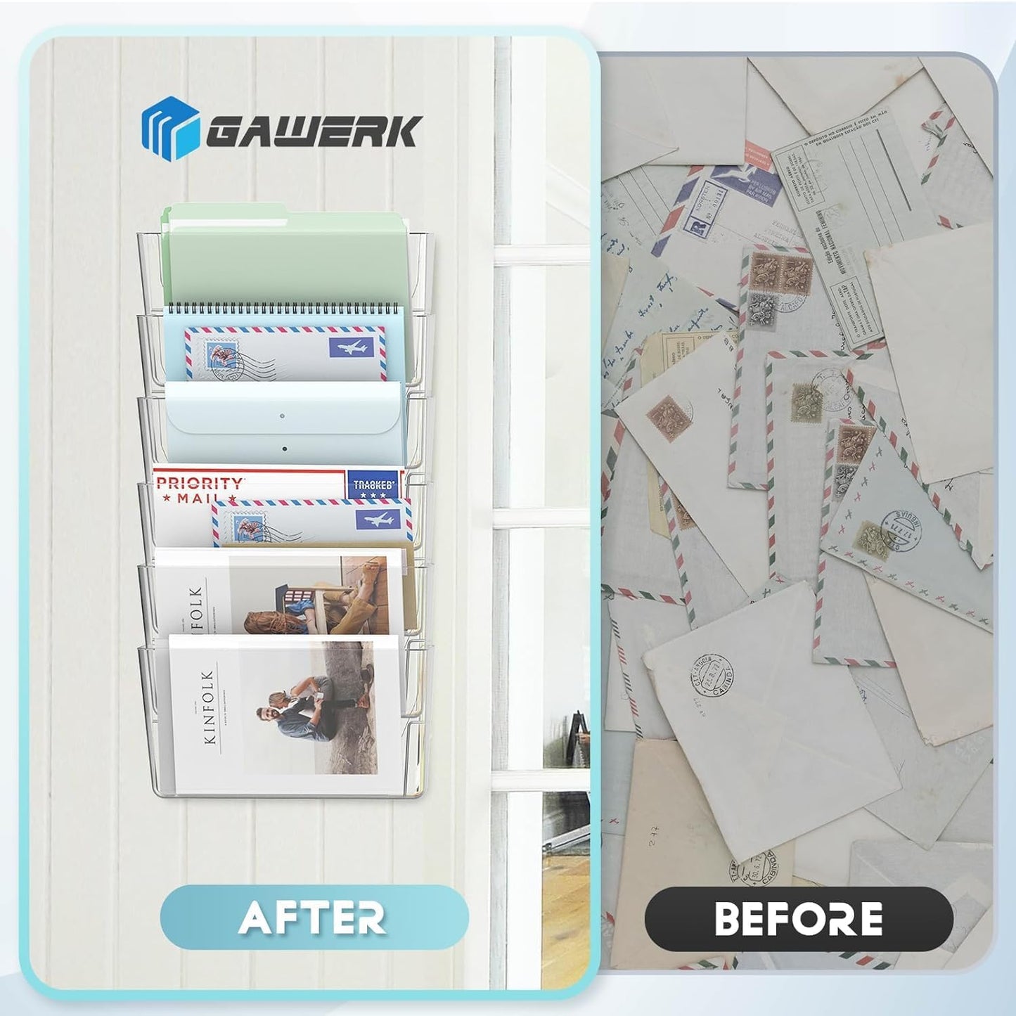 4 Pack Clear Acrylic Single Pocket, Plastic Hanging Wall Mount File Holder for Office Home, Clear