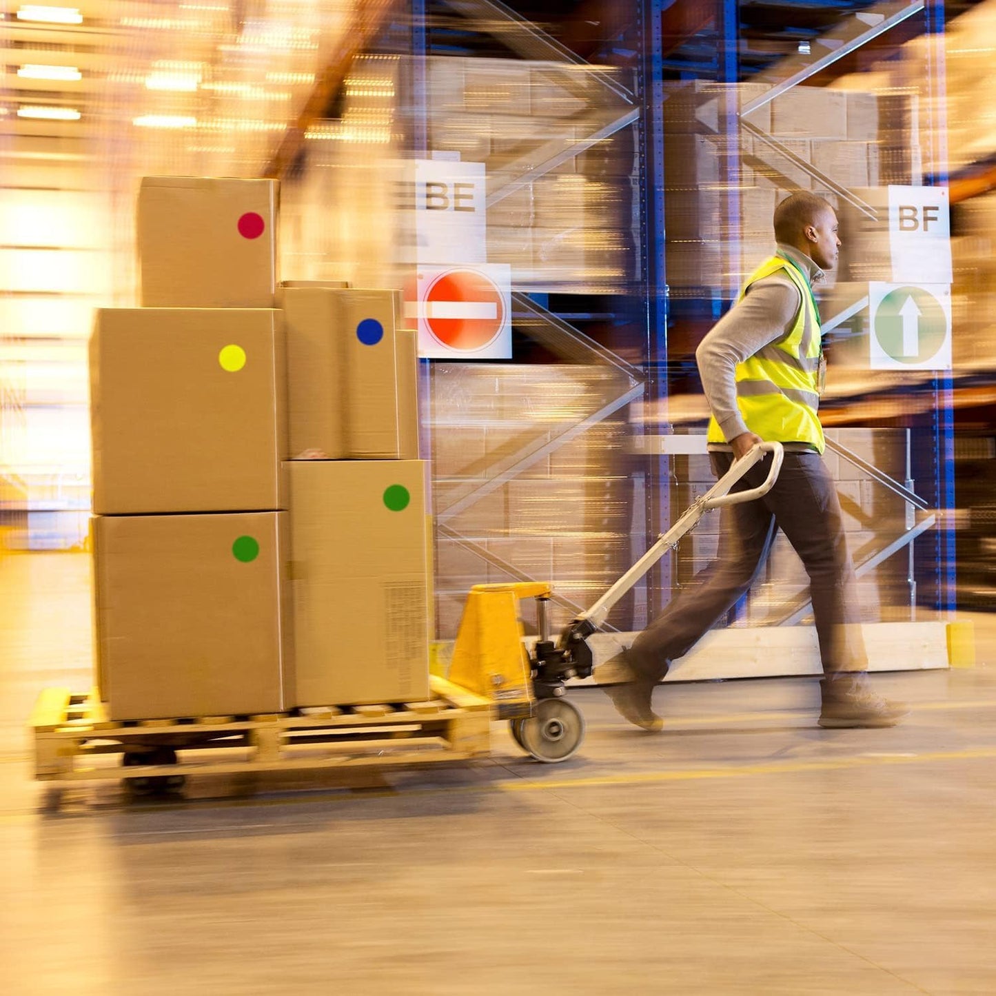 ChromaLabel 3 Inch Circle Sticker Labels, Easy to Write On Round Colored Stickers, Permanent Adhesive Labels, 500 Sticky Dots per Roll, Yellow Dot Stickers - Case of 5