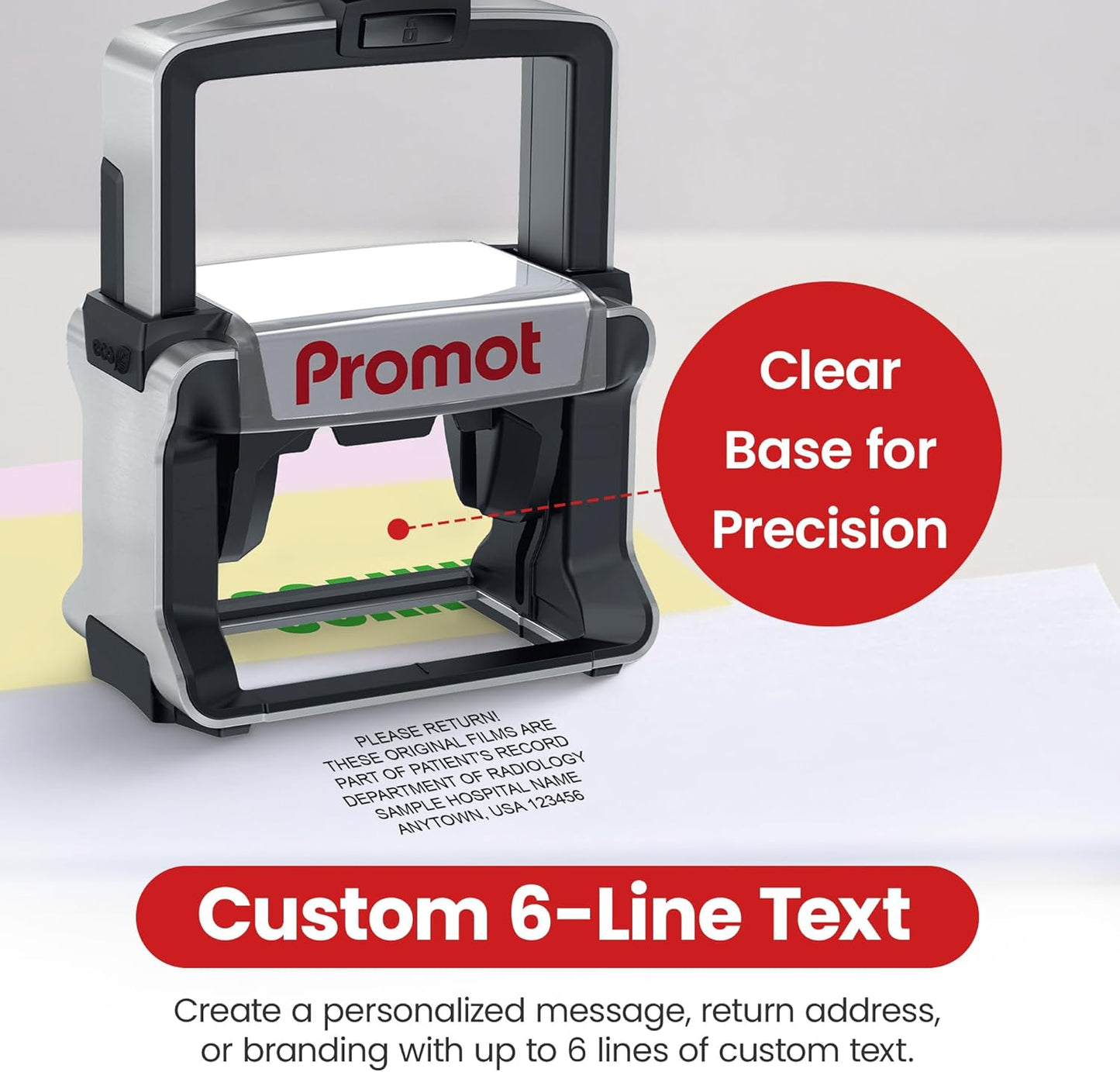 Promot Medium Professional Stainless Steel Stainless Steel Self Inking 6 Lines Custom Stamp - Personalized Office Stamp