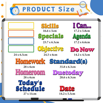 16 Pcs Classroom Schedule Magnets Reusable Today's Schedules Magnetic Course Labels with Dry Erase Blank Magnetic Labels for Bulletin Board Whiteboard Homeschooling (Daily Schedules)