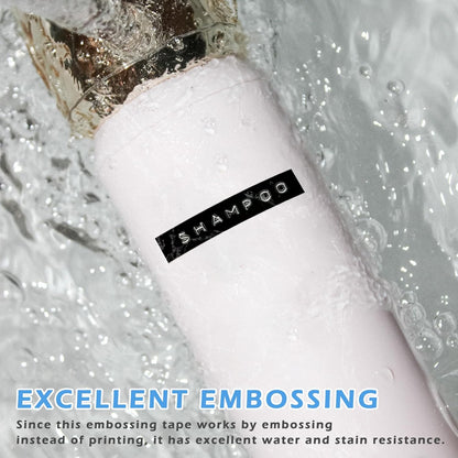 UNOKA Embossing Label Tape Replace for Dymo Embossing Label Maker Refills 3/8 Inch, for Dynamo Embosser Buddy Id 2001-01 Old School Mite Organizer Xpress, Black Vintage Plastic, 6PK