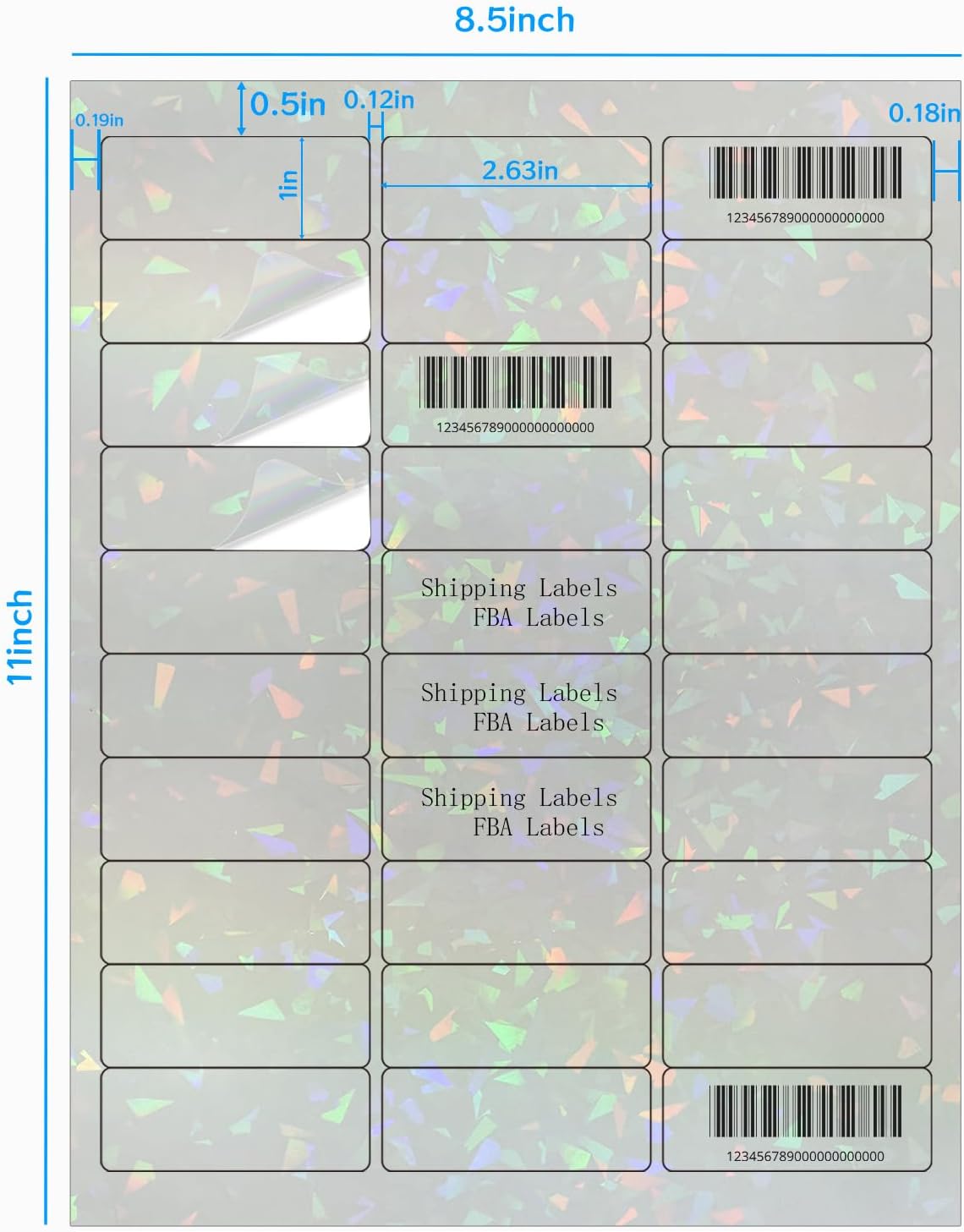 STARLIBOO Transparent Stickers Labels -1" x 2-5/8" Clear Address Labels Mailing Stickers for Laser/Inkjet Printer 8.5"×11"- 200 Labels (Clear Holographic)