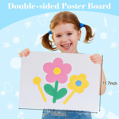 25 Pcs White Poster Board Paper 11.7 x 16.5, ROOKEA White Vision Boards Bulk Smart Posterboard Blank Graphic Display Card Paper for Drawing Artwork School Arts Crafts Classroom Projects Scrapbooking