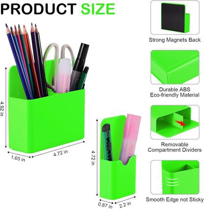 Magnetic Pen Holder,2 Pack Magnetic Dry Erase Marker Holder with Generous Compartments,Strong Magnet Storage Marker Pen Pencil Organizer for Refrigerator,Whiteboard,Locker Accessories