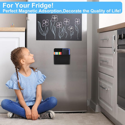 Magnetic Pen Holder,2 Pack Magnetic Dry Erase Marker Holder with Generous Compartments,Strong Magnet Storage Marker Pen Pencil Organizer for Refrigerator,Whiteboard,Locker Accessories