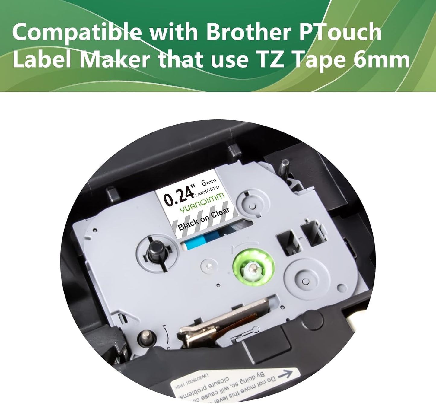TZe-111 6mm TZe Clear Tape Compatible with Brother PTouch TZe111 TZ-111 TZ111 TZ 6mm 0.23 Laminated Black on Clear Label Maker Tape for PT D200 D210 D220 D400 PT-H110, 3-Pack