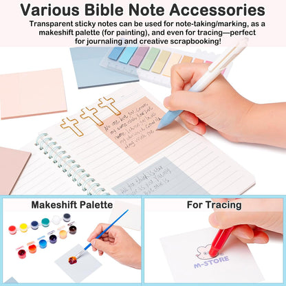 Bible Journaling Supplies for Women - Complete Kit with Pencil Bag, 12 Highlighters For Bibles That Do Not Bleed,16 Pens, 75 Tabs, A5 Notebook - Christian/Catholic Gifts, Pink with Daisies