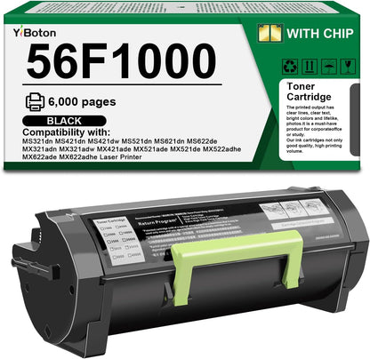 High Yield 56F1000 Black Toner Cartridge Compatible with Lexmark 56F1000 56F000G Toner Cartridge for MS321 MS421 MS521 MS621 MX521 MX522 MX622 MS622 MX321 MX421 Laser Printer(6,000 Pages)