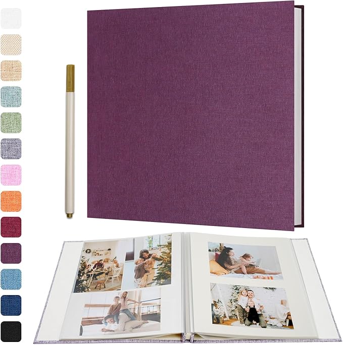 Vienrose Large Photo Album Self Adhesive for 4x6 8x10 10x12 Pictures Scrapbook Album DIY Scrap Book 40 Sticky Pages with A Metallic Pen 13"x12.6"40 Pages