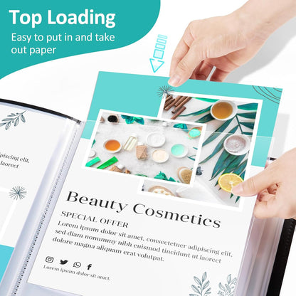 Sooez 4 Pack 72 Pocket Binder with Plastic Sleeves & Elastic Band, Large Capacity 8.5x11 Presentation Book Display 144 Pages, Art Portfolio Document Folder with Clear Sheet Protectors